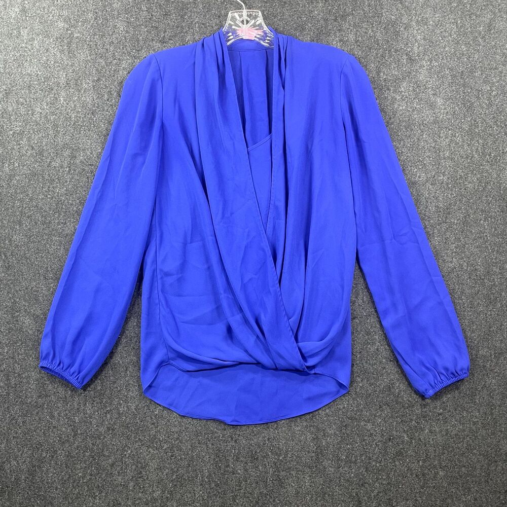 Lilly Pulitzer Blouse Womens Myah XXS Blue Long Balloon Sleeves Top